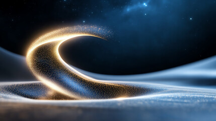 Leinwandbilder - A visually stunning digital artwork showcasing a swirling shape illuminated against a cosmic backdrop, evoking mystery and innovation.