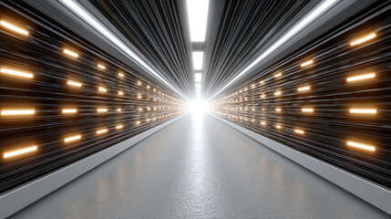 Aufkleber - Futuristic corridor illuminated by bright lights, creating an ethereal atmosphere and a sense of depth and perspective.
