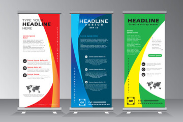 Wall Mural - roll up banner vertical template design, for brochure, business, flyer, modern x-banner and flag-ban