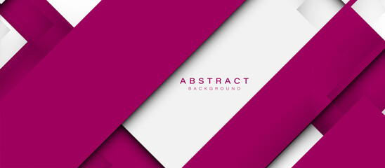 Fototapete - Modern abstract background with diagonal magenta and white layered shapes