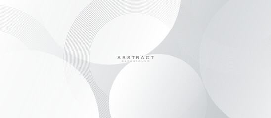 Fototapete - White abstract background with curved lines and circular geometric shapes