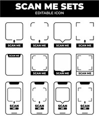 QR codes for smartphone. QR code with inscription scan me with smartphone. Scan me icon. Scan qr code icon for payment