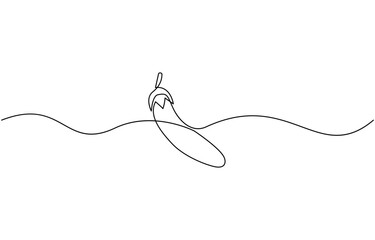 Eggplant in continuous line art drawing style. Single line drawing eggplant, Aubergine fruit black linear sketch isolated, One continuous line drawing eggplant vegetable. eggplant single line illustra