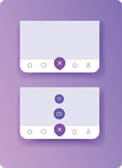 Wall Mural - mobile flat minimal tab bar. navigation bar for ui and ux with hover and normal tab.