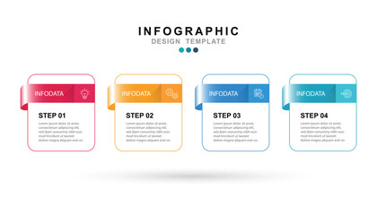 Fototapete - Vector Infographic label design template with icons and 4 options or steps. for your business data. Vector Illustration.