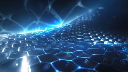 Abstract Blue Hexagon Grid, Digital Technology Background