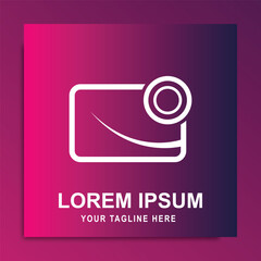 unique camera logo design vector illustration symbol with simple shape gradient color background sui