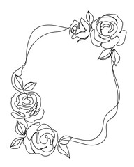 Wall Mural - Continuous line, rose, wedding card decoration Vector art lines, transparent background, edit stroke.