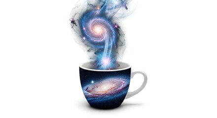 Wall Mural - Galaxy coffee cup space nebula universe cosmos celestial drinkware astronomy milky way spiral galaxy art