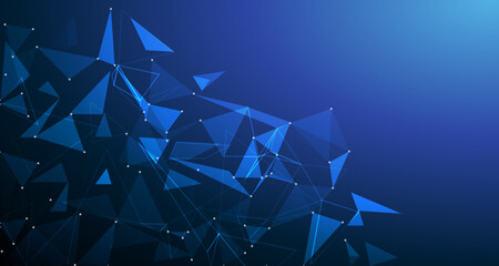 futuristic tech background. blue abstract digital geometric pattern with connecting the dots lines a