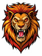 © Chairat - angry lion realistic  design and bold line black , white background ,full  color