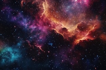 Wall Mural - vibrant expansive deep space view showcasing colorful nebulas and twinkling stars against a dark cos