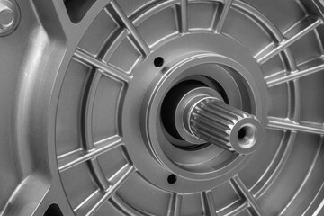 Aufkleber - Close-up of shaft with gear of automatic transmission of car, car service concept background