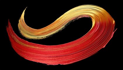 Fototapete -  vibrant red and gold acrylic brushstroke swirl on black background for modern web design, luxury branding, and high impact print media art