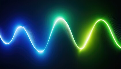 Leinwandbilder -  dynamic neon waveform in blue and green on black background with glowing gradients and light trails for tech branding, music visuals, and digital design asset