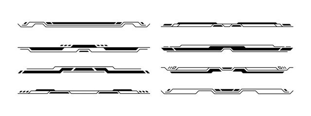 Fototapete - Set of black hud vector tech bars. Futuristic display elements for modern interface design and virtual reality concepts. Vector graphics.