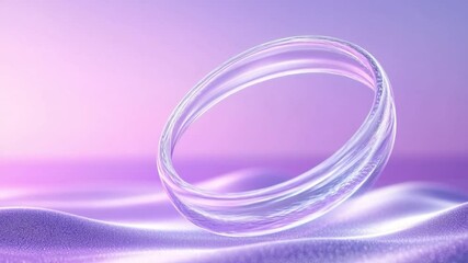 Poster - Abstract Ring: A mesmerizing digital rendering of an elegant, transparent ring levitating above a subtly textured, undulating plane, bathed in a soft, ethereal glow.
