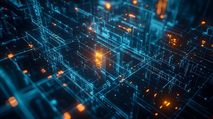 abstract digital network data flow technology