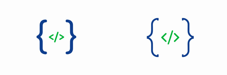 Two distinct programming code block designs showcasing minimalistic styles with varying colors and symbols