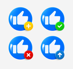 Aufkleber - thumbs up icon set with different pictograms. 3d vector icons collection