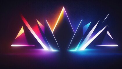 Aufkleber - futuristic glowing triangle with neon light edges and vibrant gradient colors on dark textured background for tech branding, digital art, or web design asset

