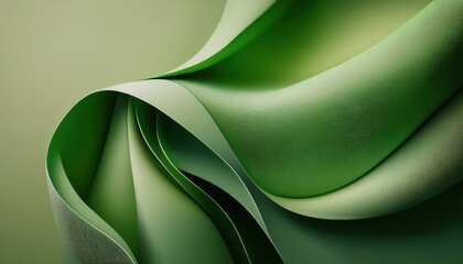 Poster - abstract green swirl with soft gradient folds and textured curves on matte background for modern web design, organic branding, eco friendly poster, or minimalist digital illustration

