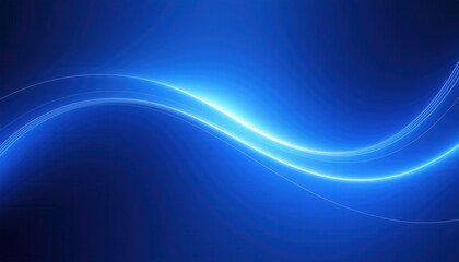 Poster - vibrant abstract blue wave background with glowing curved light lines and layered gradient flow, ideal for web design, tech branding, wallpaper, or futuristic print graphic

