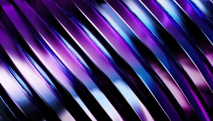 Leinwandbilder - abstract metallic stripes with gradient purple, blue, and black reflections in diagonal layout for modern web design, branding, poster, or digital background use

