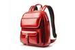 © NUR - Red leather backpack isolated on white background