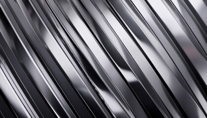 Aufkleber - sleek diagonal chrome stripes with high-gloss metallic surface and mirror like reflections for modern web design, futuristic branding, product mockup, or luxury print media background


