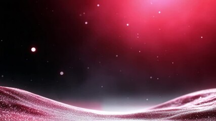 Leinwandbilder - Abstract Crimson Landscape: An ethereal scene of a crimson-hued landscape, speckled with luminous particles dancing against a gradient sky, creating a mood of wonder and enchantment.