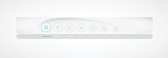 Wall Mural - header design web template with icon set in gray background. vector illustration.