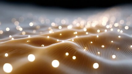 Leinwandbilder - Abstract Light Waves: Dynamic light particles, reminiscent of a celestial dance, ripple across a textured landscape in this photorealistic and evocative image.