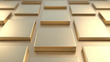 Aufkleber - Golden Cubes: A captivating close-up of precisely arranged golden cubes, creating a display of geometric precision and visual interest, perfect for modern design concepts.