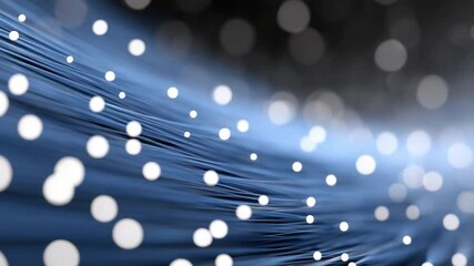 Leinwandbilder - Abstract Blue Flow with Glowing Dots: A captivating display of interconnectedness and modern design, with a smooth, flowing, deep blue background and radiant glowing dots.