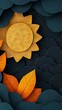 © PhuPisud - Dramatic Gold Accents, Vibrant Sun and Autumn Leaves Against Dark Textured Background