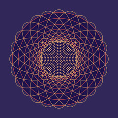 Wall Mural - abstract energy flower fractal circles background for quantum global data integration, sphere lines 