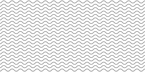 Black wavy line seamless pattern. Waves lines on white background. Ripple texture.