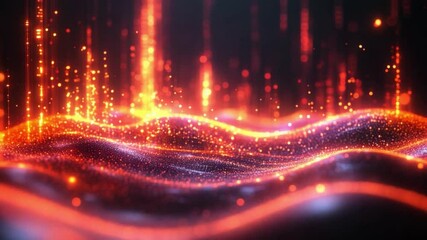 Leinwandbilder - Digital Abstract Landscape: A captivating abstract digital landscape pulsates with dynamic energy, its vibrant orange and red hues.