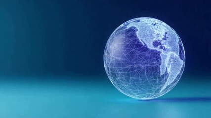Poster - Global Digital World: A mesmerizing, low-angle digital rendering of Earth glows, highlighting the connectivity of continents and a seamless flow of global data.