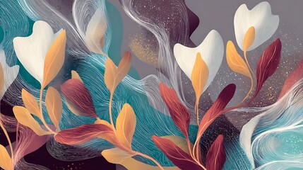 Poster - Abstract floral organic wallpaper background illustration