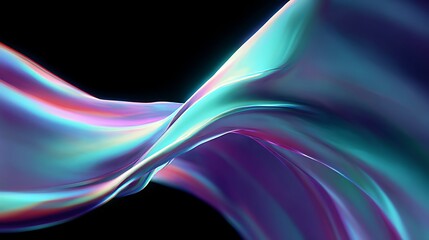 Aufkleber - Abstract iridescent neon holographic twisted wave in motion, vibrant colorful gradient design element for banner, background