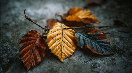 Poster - Autumn leaves lying on the floor