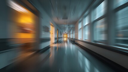 Fototapete - Blurry hospital corridor with a luxurious and abstract design, the interior of the clinic is