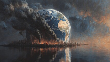 Poster - Concept of global warning, climate change and dying earth