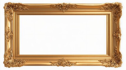 Poster - Elegant gold picture frame on white background