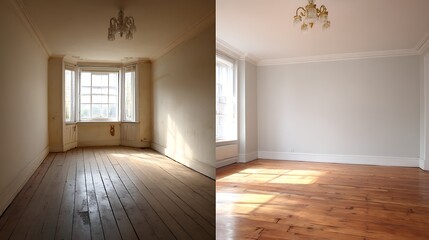 Aufkleber - Empty room before and after renovation - home refurnishment