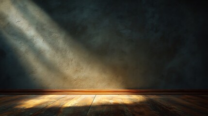Poster - Empty light dark wall with beautiful chiaroscuro, minimalist background for product presentation, mock up