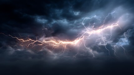 Poster - Lightning rays electrical energy charge thunder in dark night sky