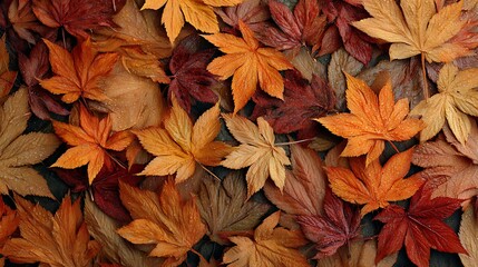 Poster - Many autumn fall leaves as seamless pattern background